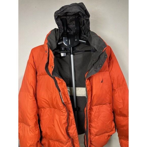 Vintage Nautica Mens Hooded Reversible Down Puffer Jacket Size 2XL Y2K Style - Picture 2 of 15